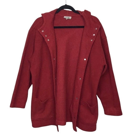 Vintage Lacoste Chemise Red Fleece Hooded Jacket - Picture 3 of 14